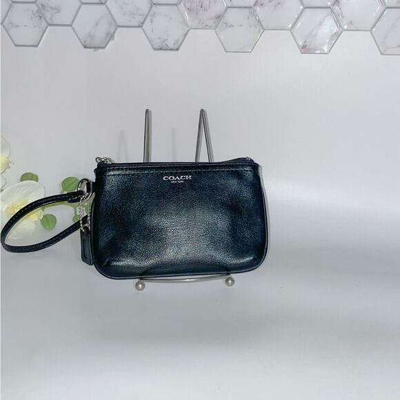 Coach Black Leather Wristlet - Picture 1 of 9